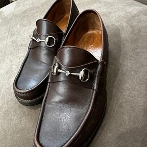 Gucci Brown Leather Horsebit Loafers